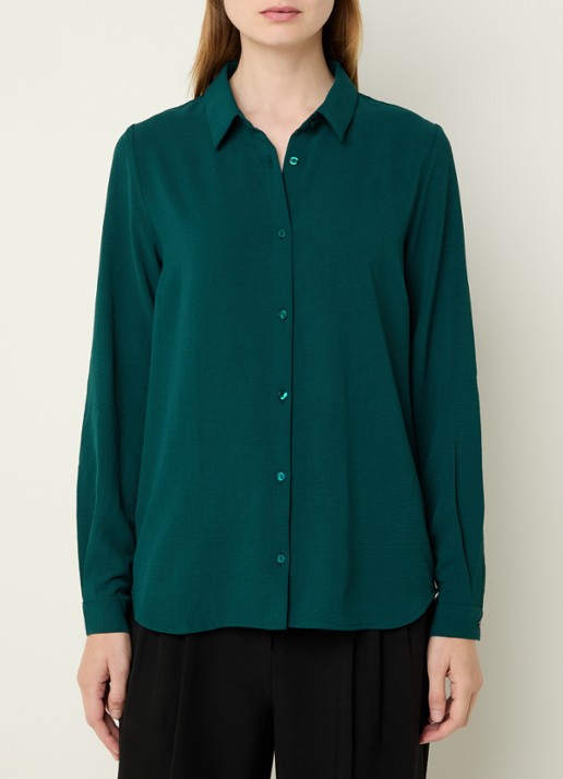 Modström Ossa blouse met kraag - detail 2 flessengroen