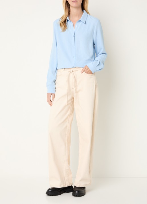 Modström Ossa blouse met kraag - voorkant 3 lichtblauw