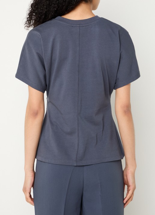 Modström Pataya t-shirt van  katoen met siernaad - achterkant 2 donkerblauw
