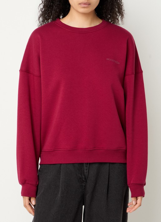 Modström Paula sweater met logo - detail donkerrood
