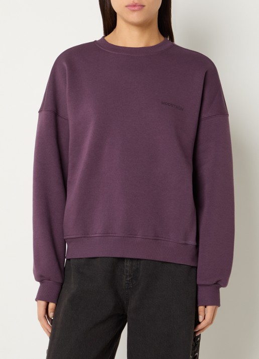 Modström Paula sweater met logo - detail 4 aubergine