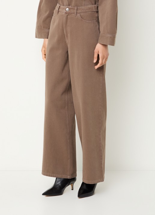 Modström Princess high waist wide leg jeans met gekleurde wassing - detail 4 lichtbruin