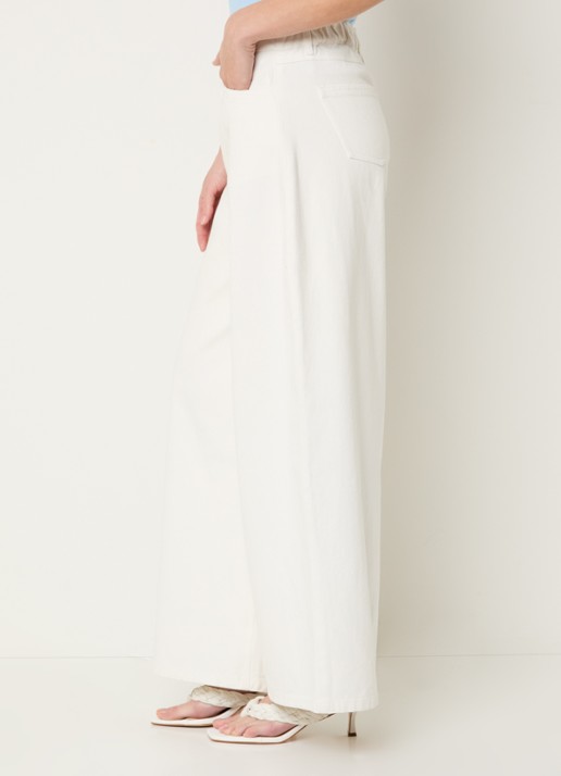 Modström Princess high waist wide leg jeans met gekleurde wassing - detail 3 gebroken wit