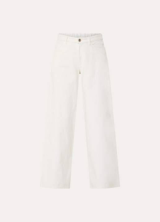 Modström Princess high waist wide leg jeans met gekleurde wassing - voorkant 4 gebroken wit