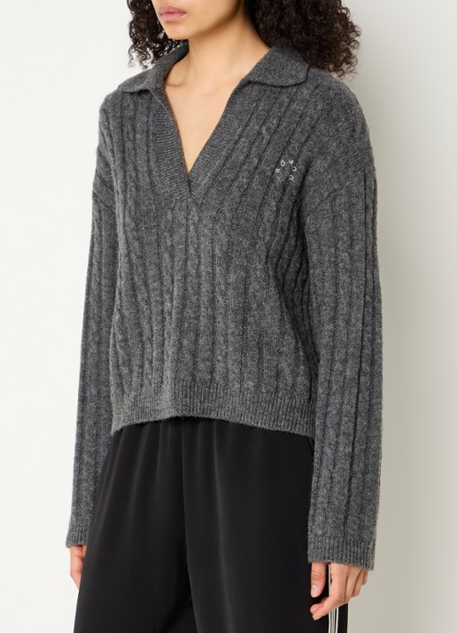Modström Rise kabelgebreide polo in alpaca wolblend