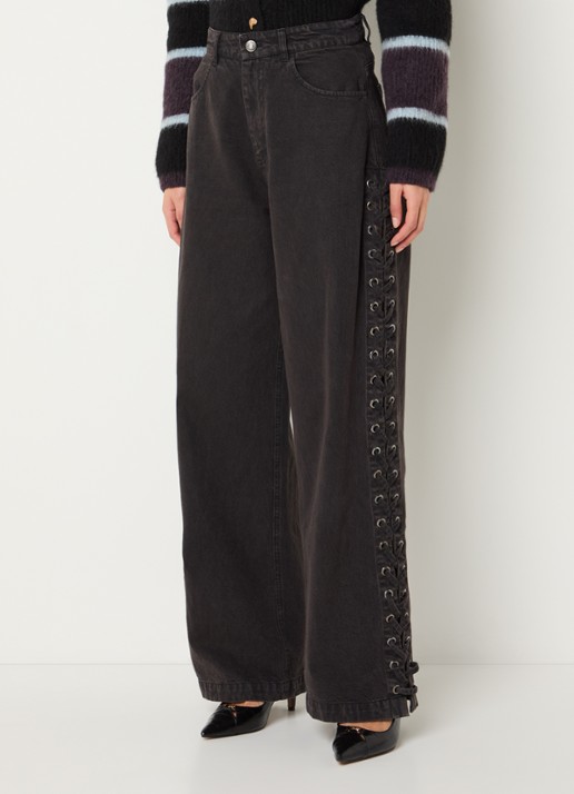 Modström Riya high waist straight leg jeans met rijgdetail