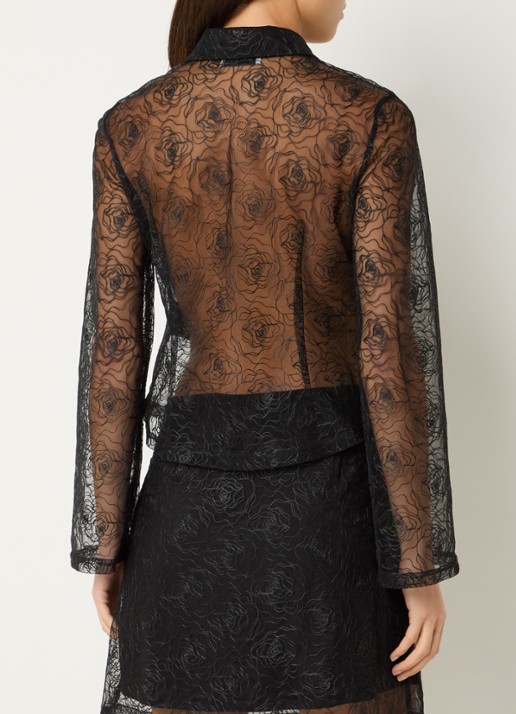 Modström Rocco semi-transparante blouse van kant met bloemenprint - achterkant zwart