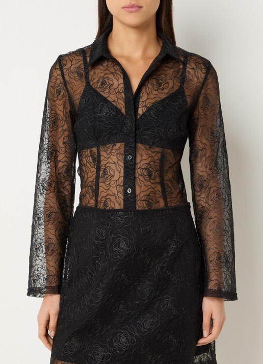 Modström Rocco semi-transparante blouse van kant met bloemenprint