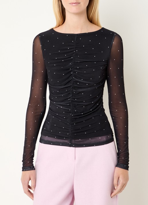 Modström Samala semi-transparante top van mesh met stippenprint
