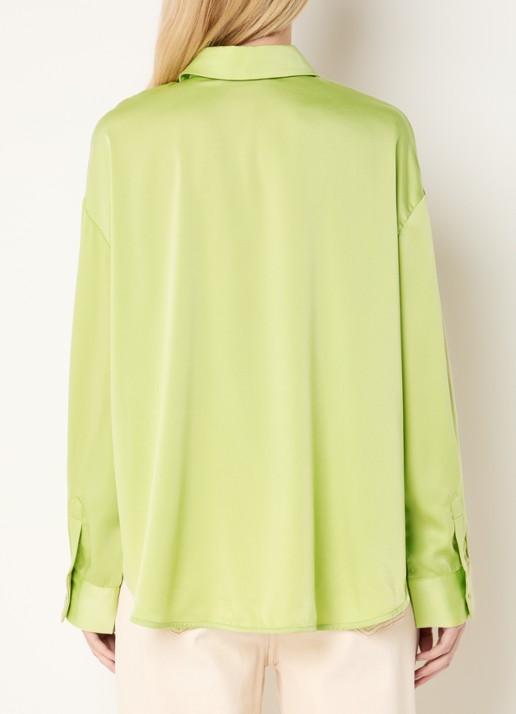 Modström Shelton blouse met glanzende finish - achterkant lime