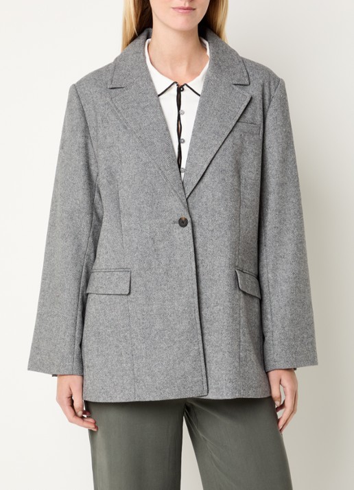Modström Simon blazer in wolblend met gemêleerd dessin
