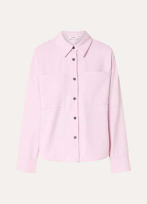 Modström Sophie blouse in linnenblend met borstzakken - voorkant 2 oudroze