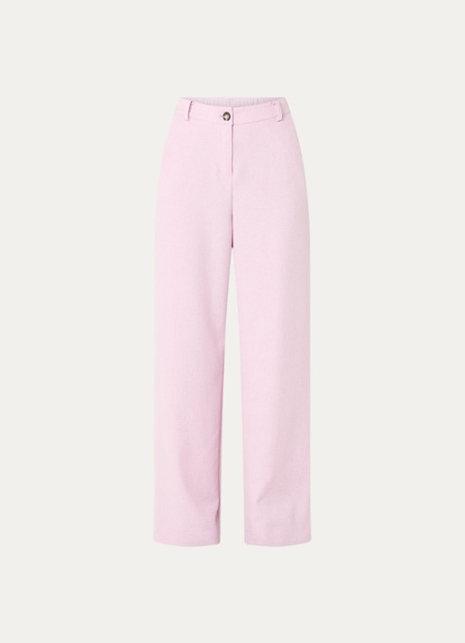 Modström Sophie high waist straight fit pantalon in linnenblend - voorkant oudroze