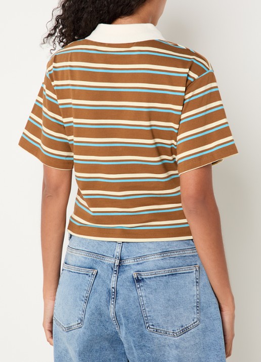 Modström Stetson polo met streepprint - achterkant oranjebruin