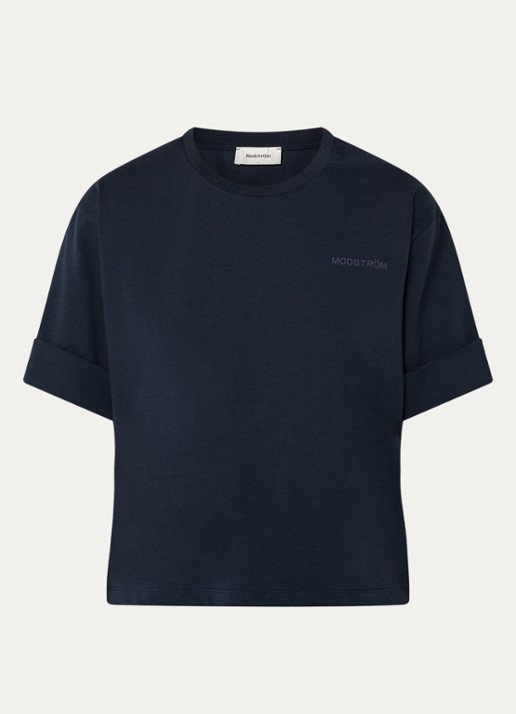 Modström T-shirt met logo - voorkant 2 donkerblauw