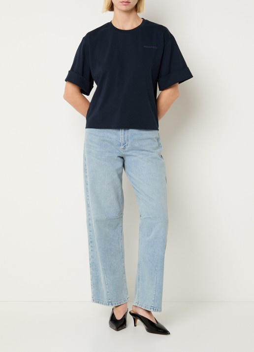 Modström T-shirt met logo - voorkant 3 donkerblauw