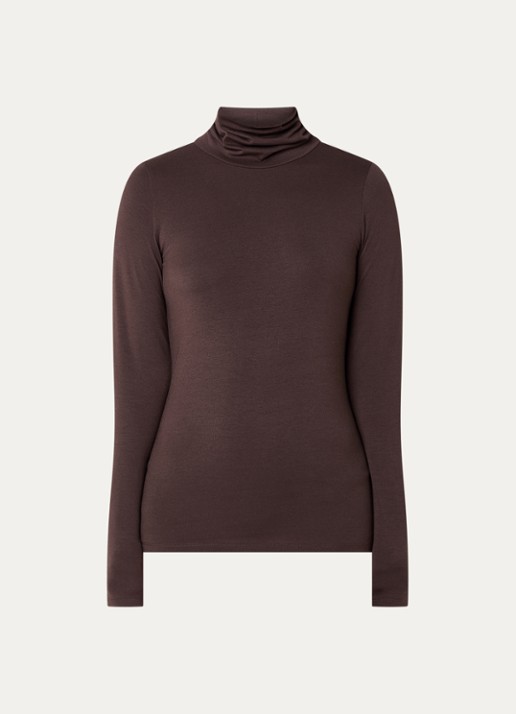 Modström Tanner longsleeve met col - voorkant 2 donkerbruin