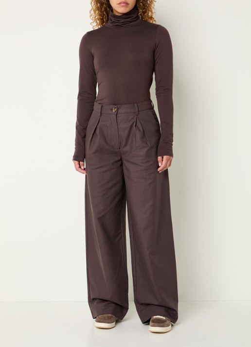 Modström Tanner longsleeve met col - voorkant 3 donkerbruin