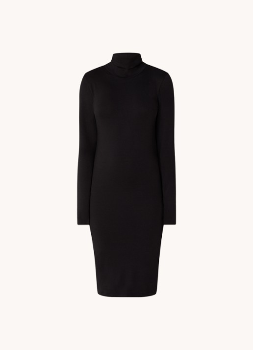 Modström Tanner midi jurk met stretch - voorkant 2 zwart