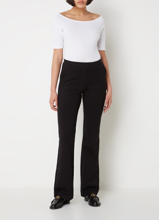 Modström Tansy top met boothals en stretch - voorkant 2 wit