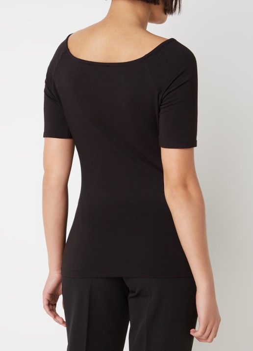 Modström Tansy top met boothals en stretch - achterkant 3 zwart