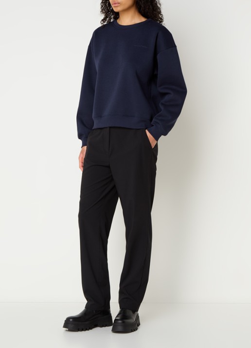 Modström Tia sweater met logoprint - voorkant 4 donkerblauw