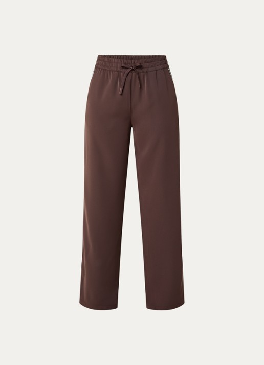 Modström Tinnie high waist wide fit trackpants met gestreept detail - voorkant 3 bruin