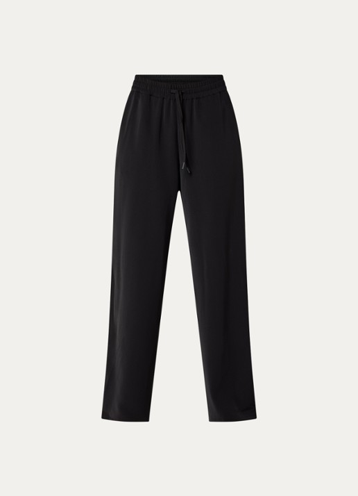 Modström Tinnie high waist wide fit trackpants met gestreept detail - voorkant 2 zwart