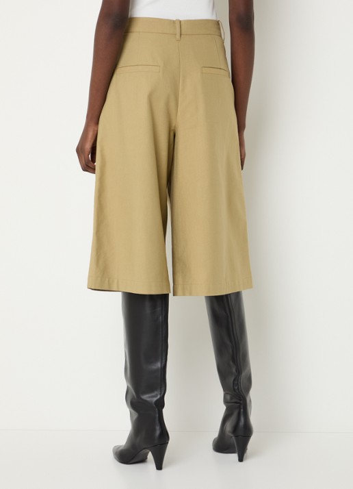 Modström Torem high waist straight fit korte broek met steekzakken - achterkant 4 khaki