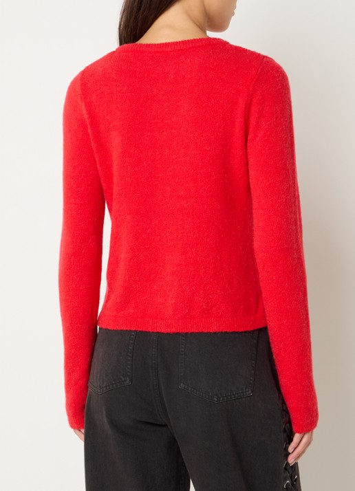 Modström Tree fijngebreid vest in alpaca wolblend - achterkant rood