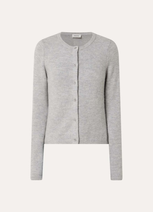 Modström Tree fijngebreid vest in alpaca wolblend - voorkant grijsmele