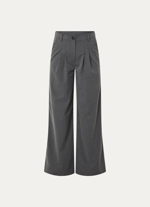 Modström Tuesday high waist loose fit pantalon met steekzakken - voorkant 3 donkergrijs
