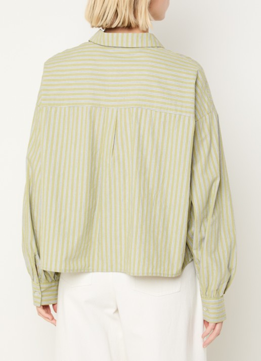 Modström Umeko blouse met streepprint - achterkant lichtgroen