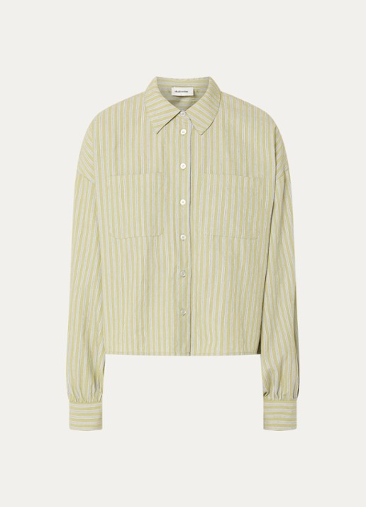 Modström Umeko blouse met streepprint - voorkant 2 lichtgroen