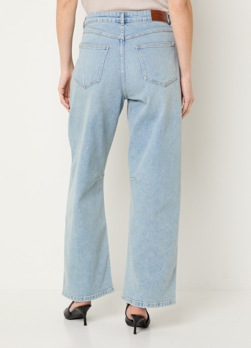 Modström Unji high waist loose fit jeans met lichte wassing - achterkant indigo