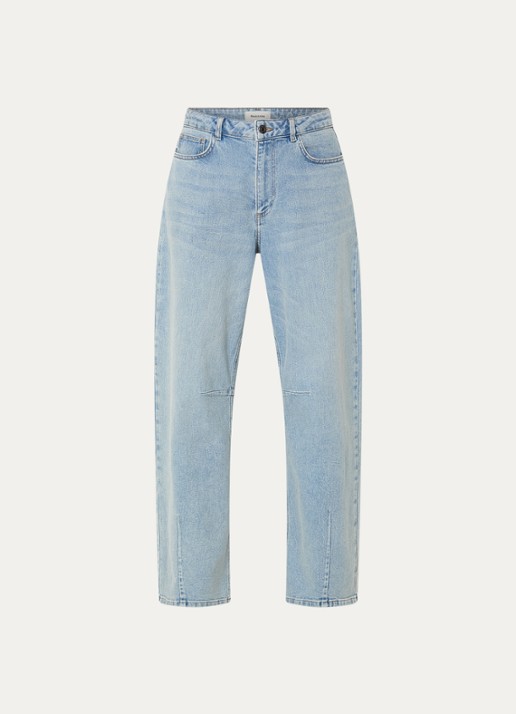 Modström Unji high waist loose fit jeans met lichte wassing - voorkant 2 indigo