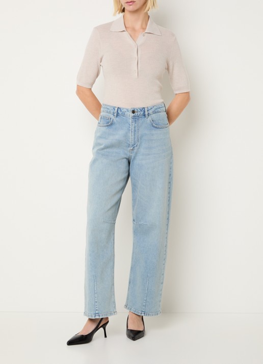Modström Unji high waist loose fit jeans met lichte wassing - voorkant 3 indigo