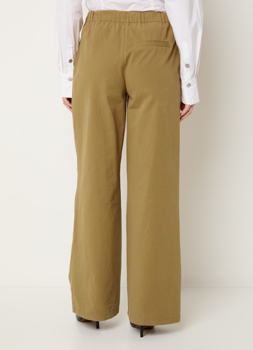 Modström Urania high waist loose fit broek met steekzakken - achterkant 4 khaki