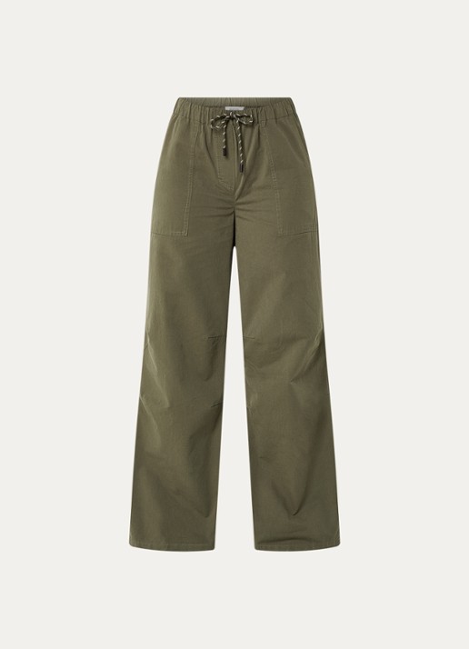 Modström Urania high waist loose fit broek met steekzakken - voorkant 2 olijfgroen