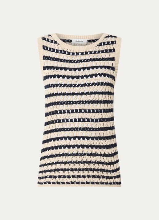Modström Vester mouwloze top met opengewerkt dessin - voorkant donkerblauw