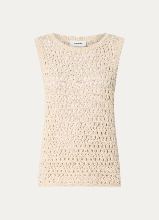 Modström Vester mouwloze top met opengewerkt dessin - voorkant 2 beige