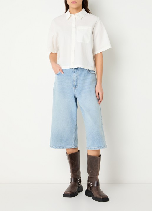 Modström Vilbert blouse met borstzak - voorkant 2 gebroken wit