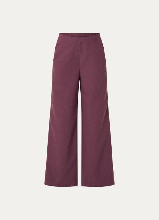 Modström Vildarmd high waist wide fit pantalon met steekzakken - voorkant aubergine