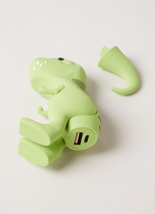 Mojipower Dino powerbank - detail 3 lichtgroen