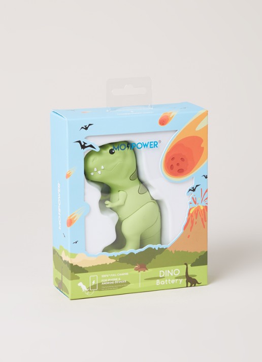 Mojipower Dino powerbank - voorkant 2 lichtgroen