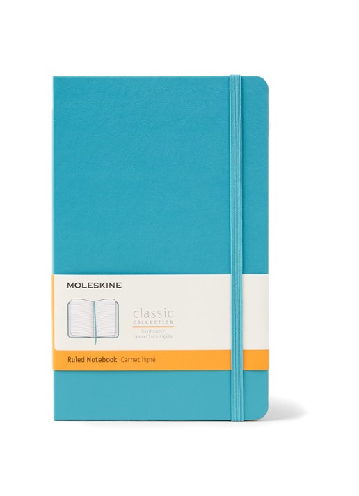 Moleskine Classic L gelinieerd notitieboek - voorkant 2 turquoise