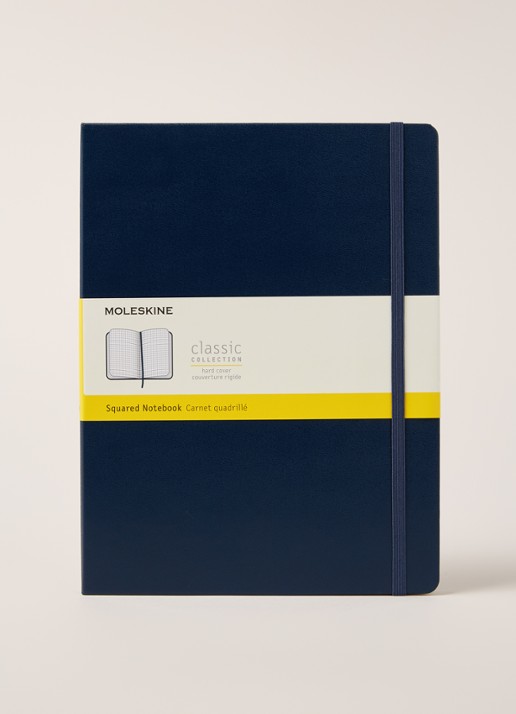 Moleskine Classic XL geruit notitieboek - voorkant 2 donkerblauw