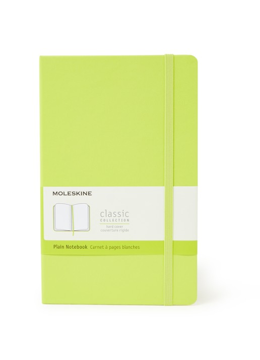 Moleskine  Large Plain Hardcover Notitieboek - voorkant 3 neongroen