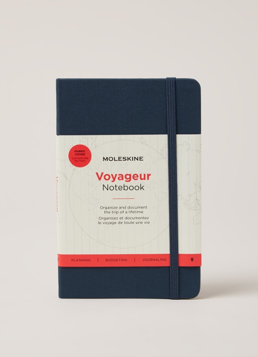 Moleskine Voyageur gelinieerd notitieboek 12 x 18 cm - voorkant 3 donkerblauw