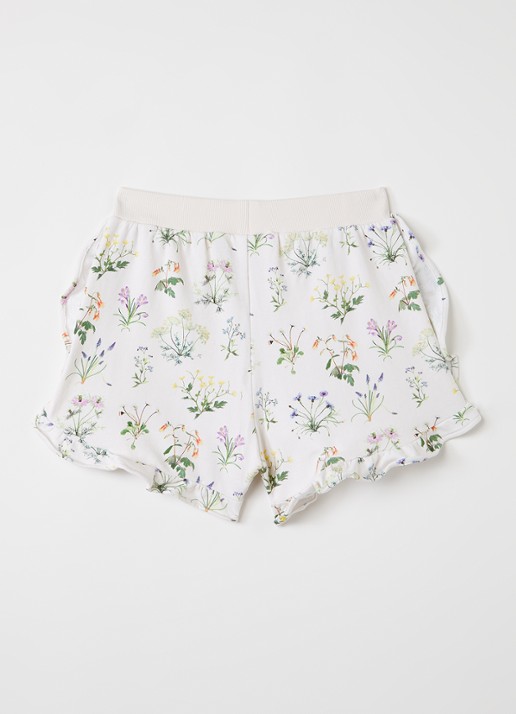 Molo Acacia wide fit korte broek met bloemenprint - voorkant 2 creme